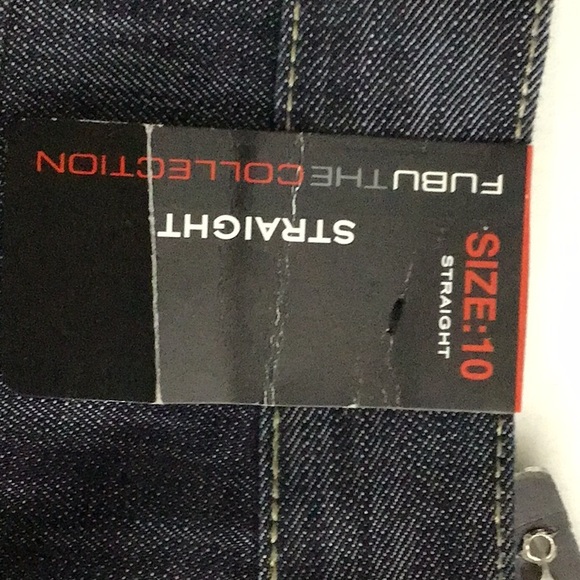 FUBU Kids Slim Straight Dark Wash Embroidered Jeans Size 10 NWT - Picture 5 of 10